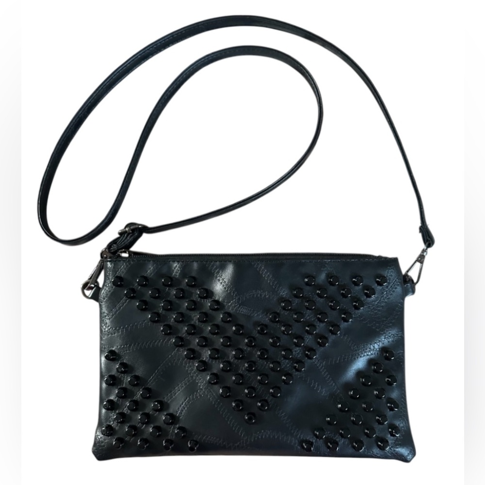 Soft Vegan Leather Studded Black Crossbody | EUC - Picture 8 of 12